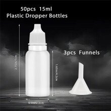 50 St Små Tomma Droppflaskor med Tunn Spets Av Plast 15 Ml Bärbar Pressbar Vätskedropp Vit