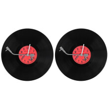 2X Européen Rétro Nostalgique Horloge Ultra-Silencieuse Disque Vinyle Personnalité Personnalité Horloge Murale