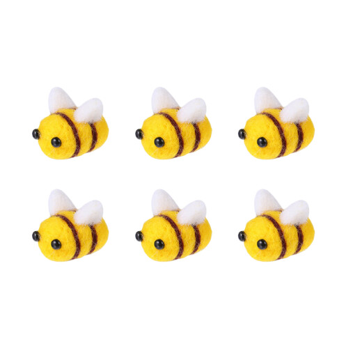 6Pcs Lovely DIY Wool Felt Bee Decorations Plush Miniature Craft Bees