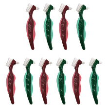 10 Pcs Premium Hard Denture Brush Toothbrush, Cleaning Brush,Multi-Layered Bristles &Portable Denture Double Sided Brush