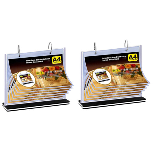2X Support de Menu de Table à Bascule A4 Carte de Table Multi-Pages Menu de Rack Support