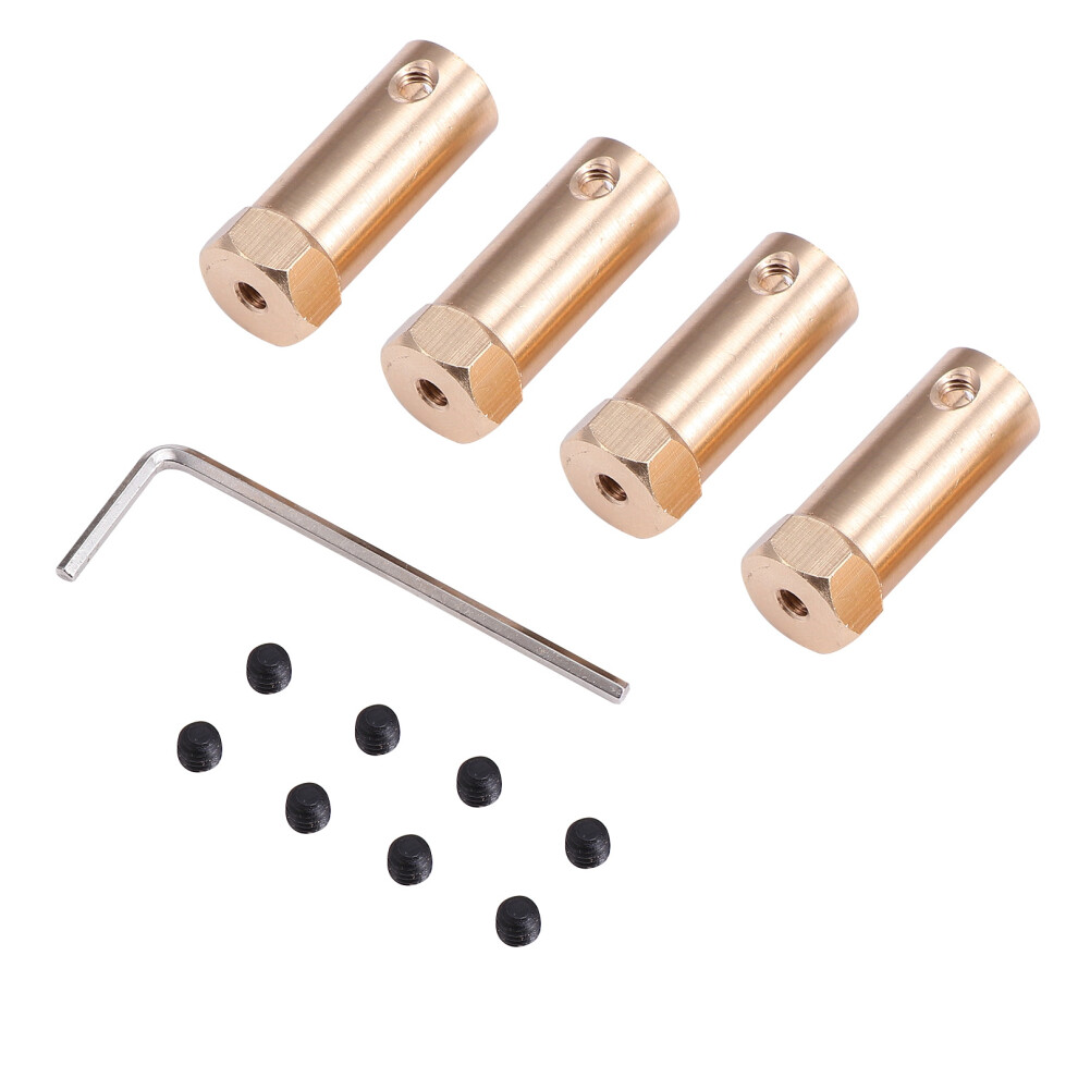 4Pcs Brass Hexagonal Coupler Copper Motor Connector Rose Gold 3294055365956
