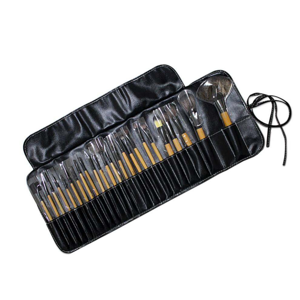 Aboofan 24Pcs Portable Nylon Bristle Makeup Brushes With Wooden Handle And Bag