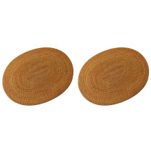 2X Rattan Gewebte Tischsets Ovale Runde Tischsets Rutschfeste Hitzebeständiges Tischset Natürliches Mehrzweck Tischset 30X40cm