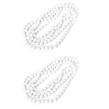 2X Faux Pearl Long Sweater Chain Necklace White