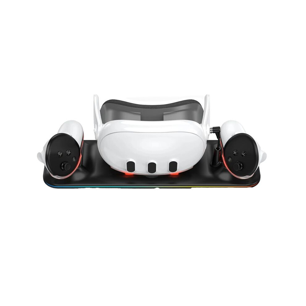 For Meta Quest3 Headset Charger Base With Colorful Vr Controller Charger Stand Gaming Accessories Black 4712208882833