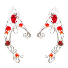 2Pairs Copper Ear Cuff Wrap Earrings Red Clip-on for Daily Party Wear
