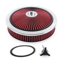 Universal-Luftfilter Fürs Auto, 14 X 3 Zoll, Kreisförmig, Hoher Durchfluss, Waschbar, 5-1/8-Gewindeanschluss, Modifizierte Autoteile, Rot