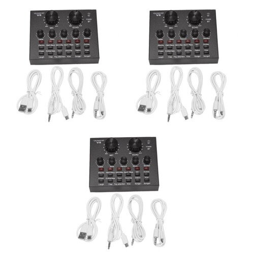 3X V8 Sound Card Audio Set Interface External USB Live Microphone Sound Card  Function for Pc Mobile Phone