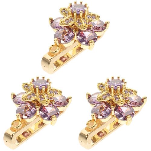 3Pièces Décor Montre Fleur Violet Compact Alliage Durable Et Élégant 1