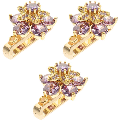 3Pièces Décor Montre Fleur Violet Compact Alliage Durable Et Élégant 2