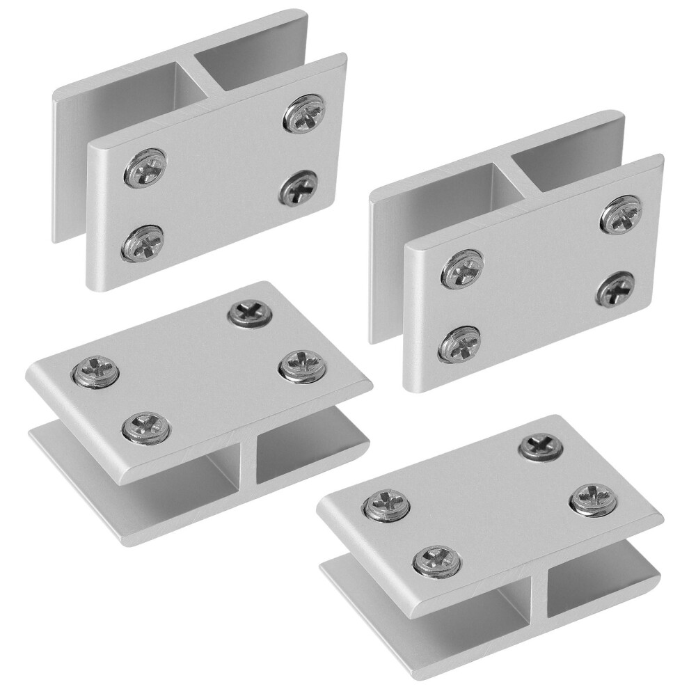 4Pcs Aluminium Glass Clamps Silver Glass Holder For Shelf Panel Fixing 3362291149408