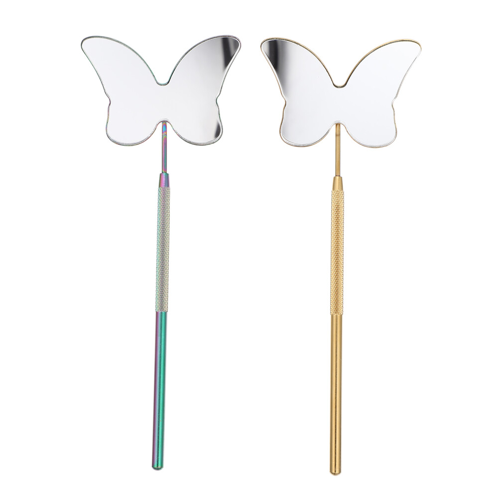 Totority 2Pcs Stainless Steel Eyelash Extension Mirror Tool Set