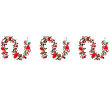 3X 6.3FT Red Berry Christmas Garland, Artificial Poinsettia Garland,Christmas Berry Garland with Pine Cones