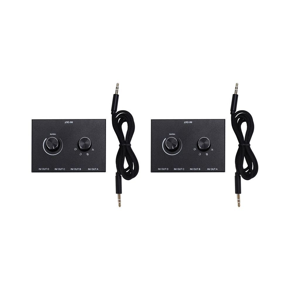 2X 4 Port Audio 3.5Mm Stereo Aux Audio Selector, 4 Input 1 Output/1 Input 4 Output Audio Switcher Box 4762962973414