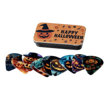 10 Stuks Gitaarplectrums met Opbergdoos Happy Halloween-Pompoenen Bedrukte Gitaarplectrums voor Elektrische Gitaren en Bas-Ukelele