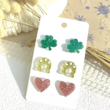St. Patrick'S Day Acrylic Glitter Hat Green Women Earrings Women Gift