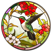 Buntglas-Sonnenfänger, Vogel-Buntglas-Fensterbehang, Geschenkbox für Geburtstagsliebhaber mit Gedenkhaken