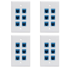 4X Cat 6 Ethernet Wall Plate 6 Port,Ethernet Wall Plate Female-Female Removable Compatible with Cat7/6/6E/5/5E