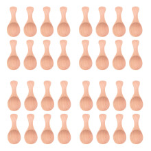 32Pcs Small Wooden Salt Spoon Solid Wood Condiments Spoon Handmade Honey Teaspoon
