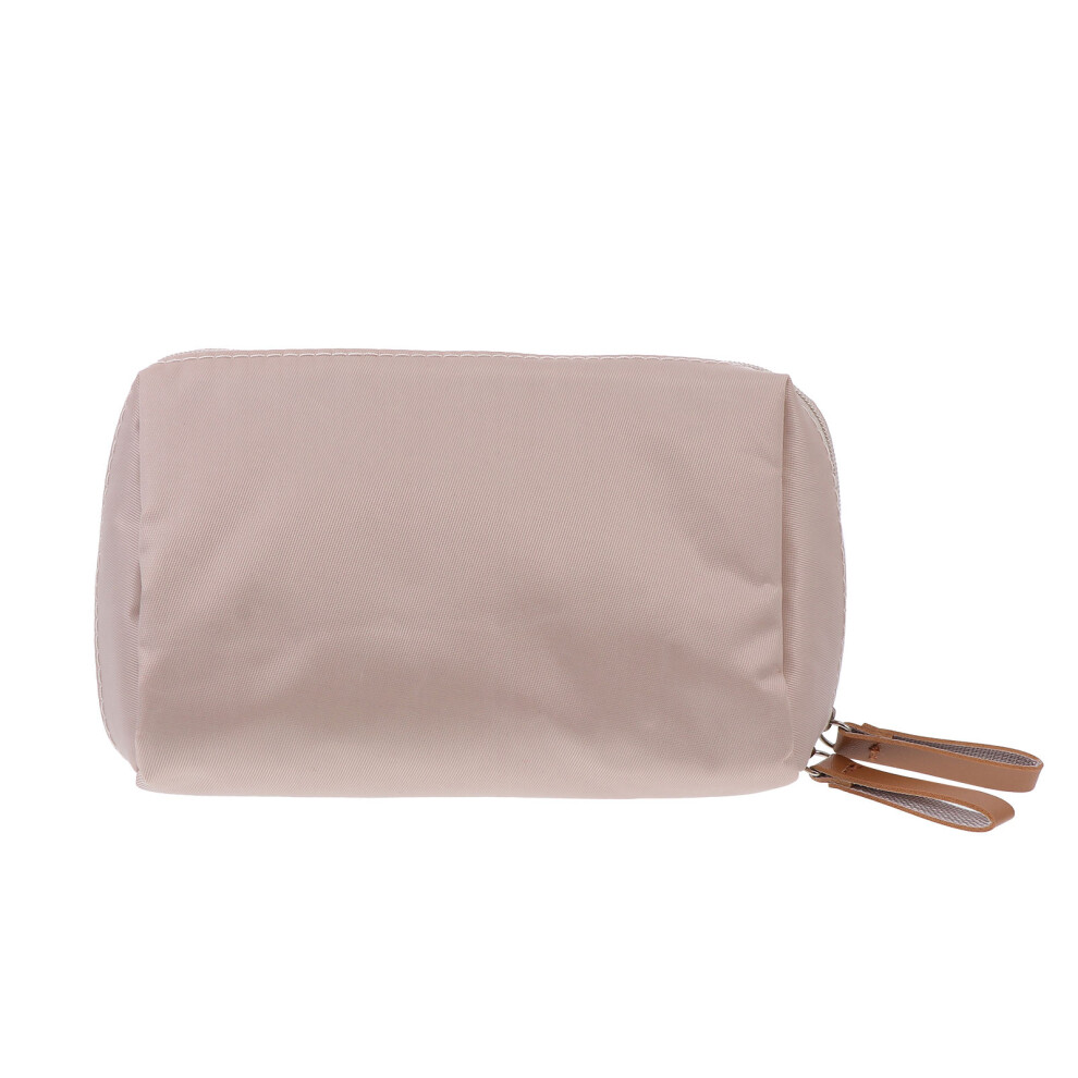 Happyyami Beige 1Pc Portable Cosmetic Organizer Nylon Pvc Travel Makeup Pouch