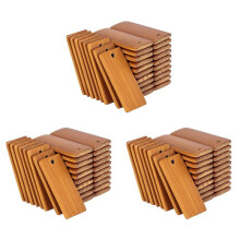 300Pcs 45X20mm Rectangle Wooden Tags for Keychain Rings, Bamboo Unfinished Wood Key Tag