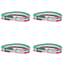 4X Jewelry Bracciale, Bracciale Bandiera Italiana, Lega di Cuoio, per Donna, Verde Bianca Rosso (Larghezza 14 mm, Lunghezza 21,5 cm)