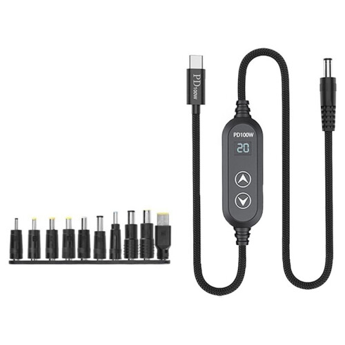 USB C Power Cord 100W Highest Efficiency Variable Power Supply Type C and DC5.5 Direct Cable 120cm Charging Cable 1