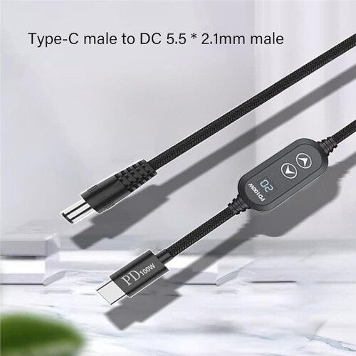 USB C Power Cord 100W Highest Efficiency Variable Power Supply Type C and DC5.5 Direct Cable 120cm Charging Cable 2