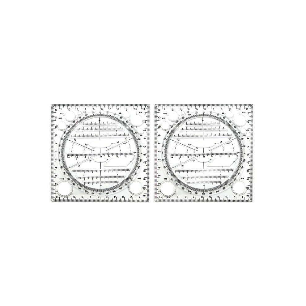 2X Multifunctional Circle Drawing Template, Geometric Drawing Tool, Measuring Ruler, Rotatable Angle 4713049384692