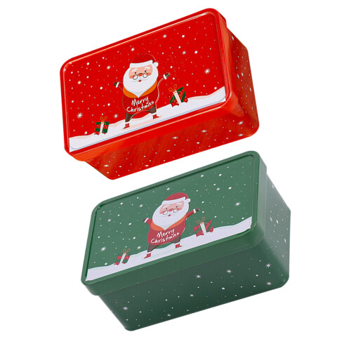 4Pièces Boîtes À Biscuits Noël Métal Durable Multicolore Pour Cadeaux 2