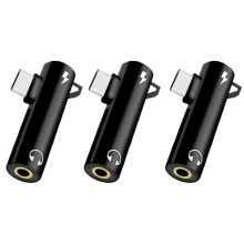 3X Adaptador de ÁUdio Tipo C Hook Call Music Charging Conversor de Fone de Ouvido com OrifíCio Redondo de 3,5 mm 2 em 1