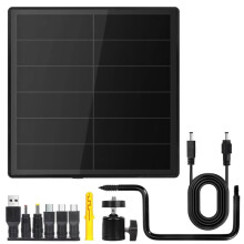Panneau Solaire D5 5W pour Sonnette Vidéo de Sécurité, Chargeur de Batterie Étanche IP66 avec Port 5,5 X 2,1, Sortie 5 V