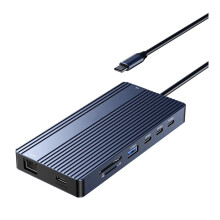 Estación de Acoplamiento USB-C 14 en 1: 2 Puertos HD, 1 Puerto USB-C/DP, Salida de Video 4K/60H, 10 Gbps, PD100W, 85 W, Entrada Ethernet de 1000 Mbps