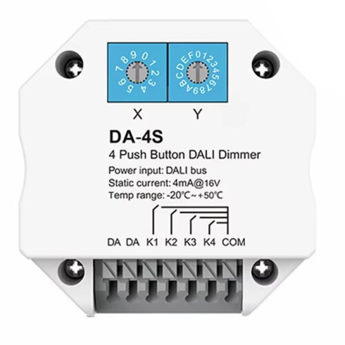 DALI Signal 4 Push Button Dimmer Work DALI Master/ Bus Power Supply da-4S Encoding  Select Addresses for LED Light