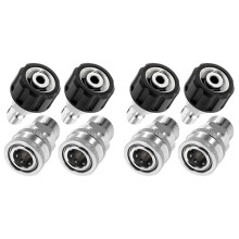 Conjunto de Adaptador de Lavadora de Pressão de 8 Unidades, Kit de Conexão Rápida, Encaixe Métrico M22 de 14 mm um M22, Aço Inoxidável