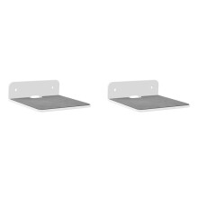 2X Wandmontierter Halter, Multifunktionaler Tragbarer Lautsprecher, Wandregal für Webcam, Mobiltelefone, Router, Lautsprecher, Weiß