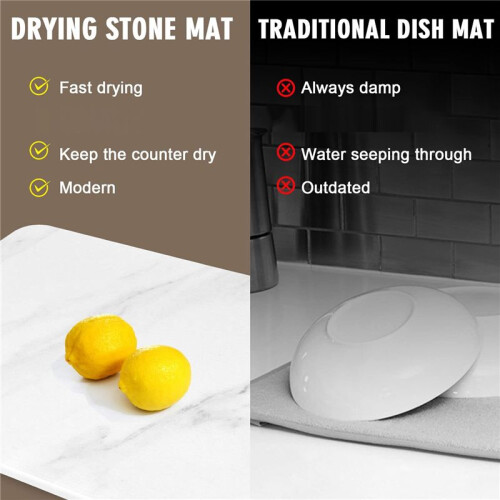 Stone Drying Mat for Kitchen Counter, Super Absorbent, Heat Resistant Dish Drying Mats, Tableware Mat 2