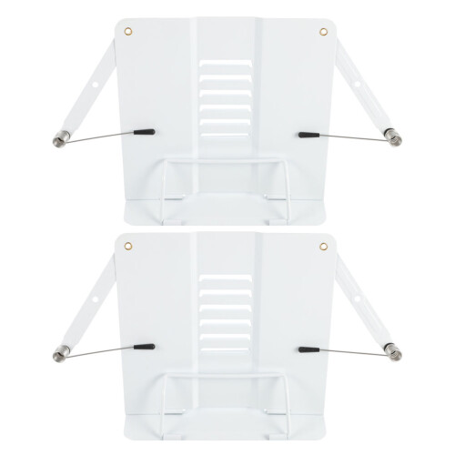 2Pcs White Iron Book Stands Adjustable Reading Holders for Students 2