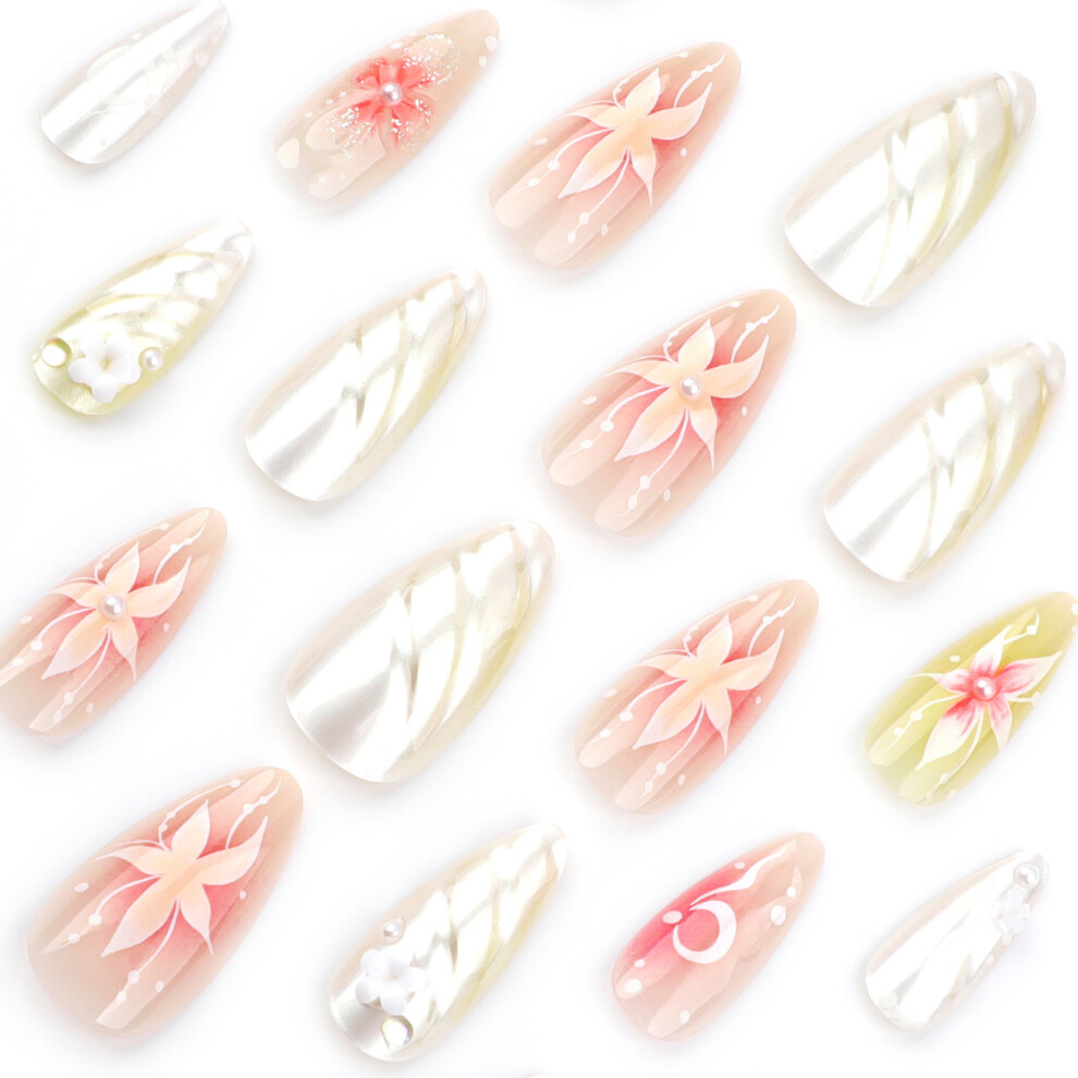Phui-Pet-Supplies Floral Fake Nails - Long Lasting & Flexible For Women