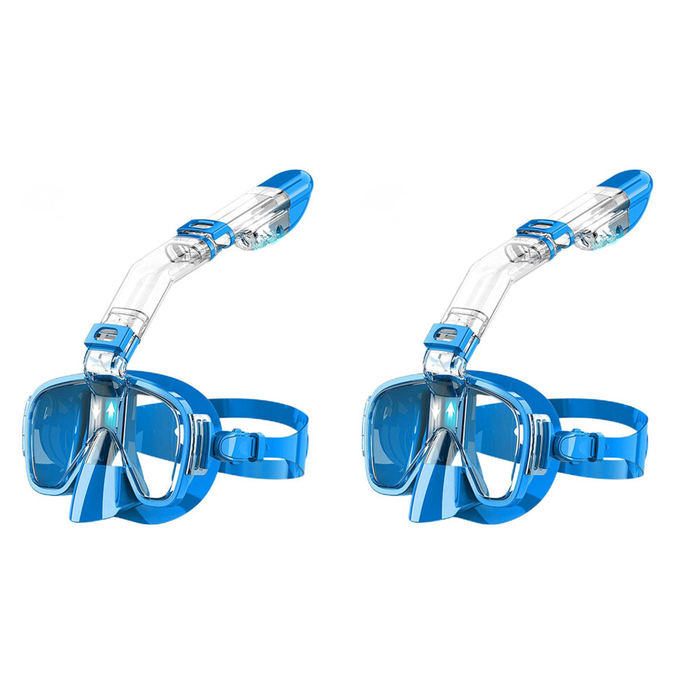 2X Snorkel Mask Foldable Diving Mask Set With Dry Top System And Camera Mount, Anti-Fog Snorkeling Gear- 4713630064552