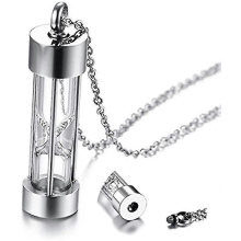 Erinnerungs-Sanduhr aus Glas, Asche-Urnen-Halskette, Erinnerungsstück (Glas-Silber) XiXi