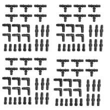 Irrigation Fittings Kit for Drip Tubing -24 Tees,24 Couplings,24 Ends,24 Elbows - 16mm Compatible Drip Sprinkler Systems