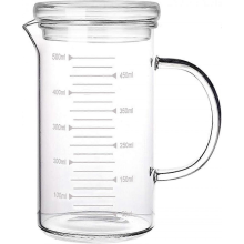 500-ml-Messbecher aus Glas mit Deckel, hitzebeständig für Milch, Kaffee und andere Flüssigkeiten, mikrowellen- und gefriergeeignet.