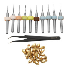 3D Printer Nozzle Kit MK8 Extruder Nozzles Copper Print with Cleaning Drill Bits for CR-10