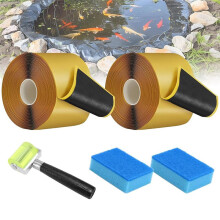 Teichfolien-Nahtband, Wasserdichtes Nahtband und 2 Stück Schwamm und Rolle, Selbstklebendes Reparaturband für Teichfoliendach