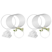 20 Stück 25 cm Metall-Blumenreifen-Mittelstück für Tisch, Holzständer, Kranz, Makramee, Silberne Reifenringe für DIY-Kunsthandwerk (Weiß)
