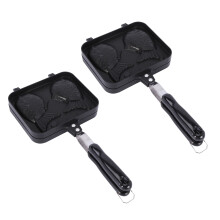 2X Taiyaki Doppelter Fisch Geformt Heiße Dessert Waffel Kuchen Hersteller Pan Japanisch Pfannkuchen Doppelte Pan