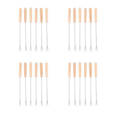 72X Stainless Steel Color Coding Chocolate Fountain Cheese Fondue Forks with Oak Wood Handle Heat Resistant, 9.5Inch
