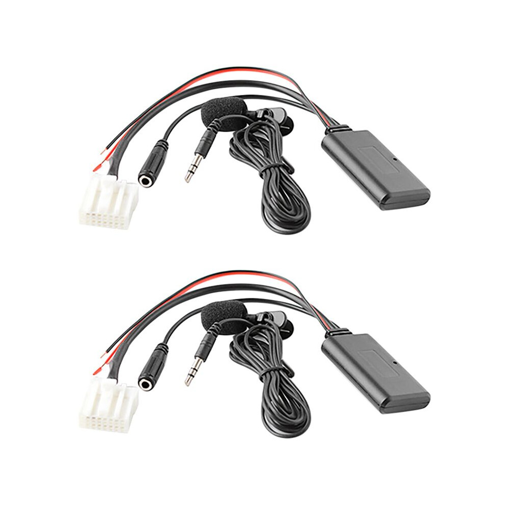 2X Car 5.0 Aux Cable Microphone Handsfree Mobile Phone Free Calling Adapter For 2 3 5 6 Mx5 Rx8 Cx7 White Torribaly